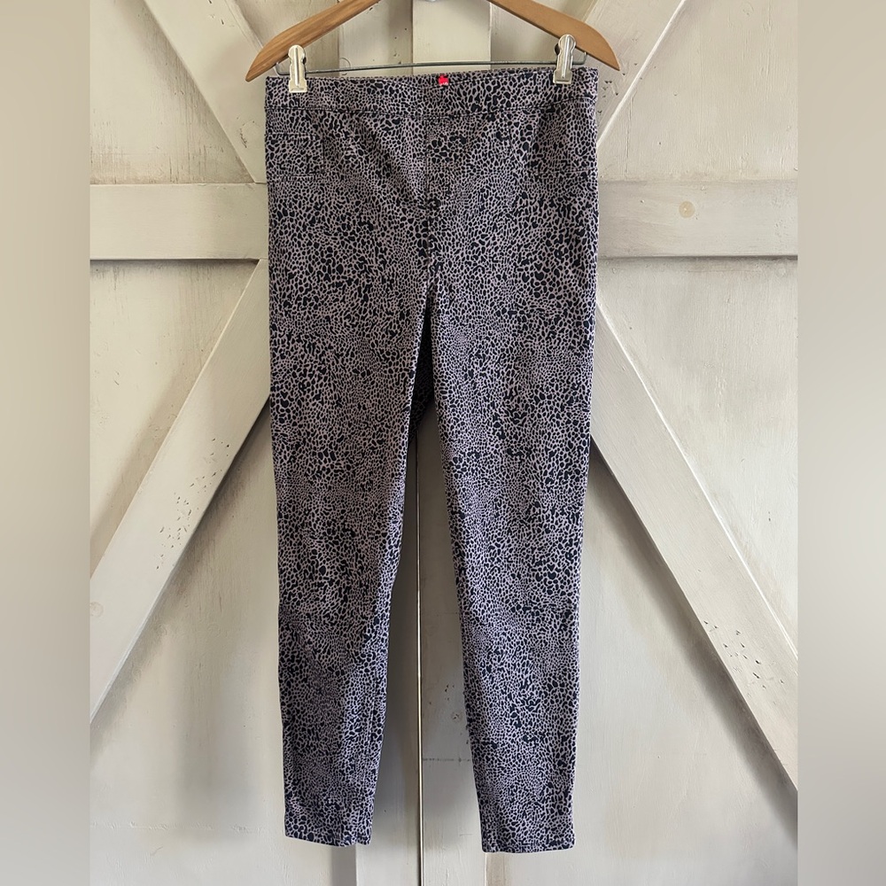 SPANX Jean-ish Ankle Leggings Large Gray Black Animal Print Pull-On Pants